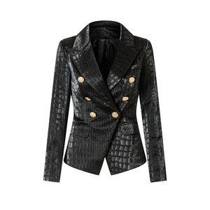 Faux Leather Crocodile Blazer